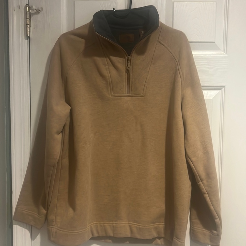 St. John’s Bay M medium RN-93677 709451 Brown grey quarter zip fleece sweater